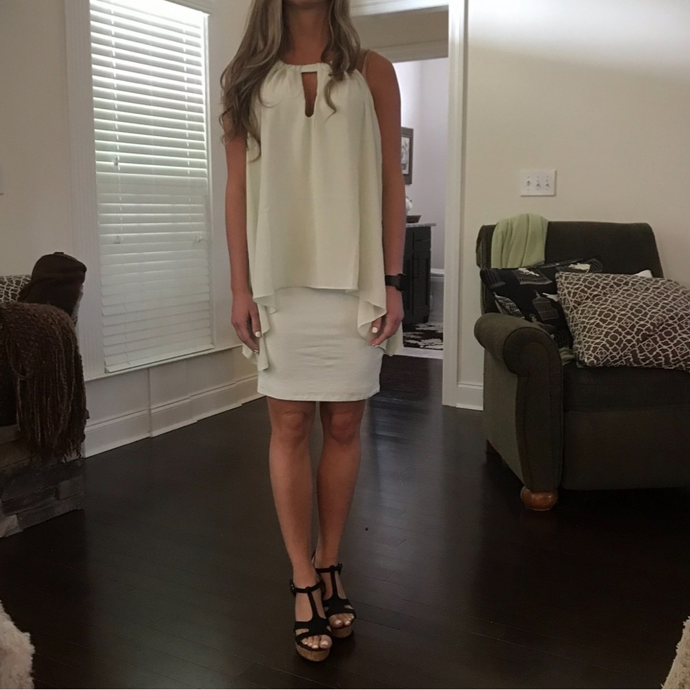 *NWOT* Mint bodycon with sheer upper overlay